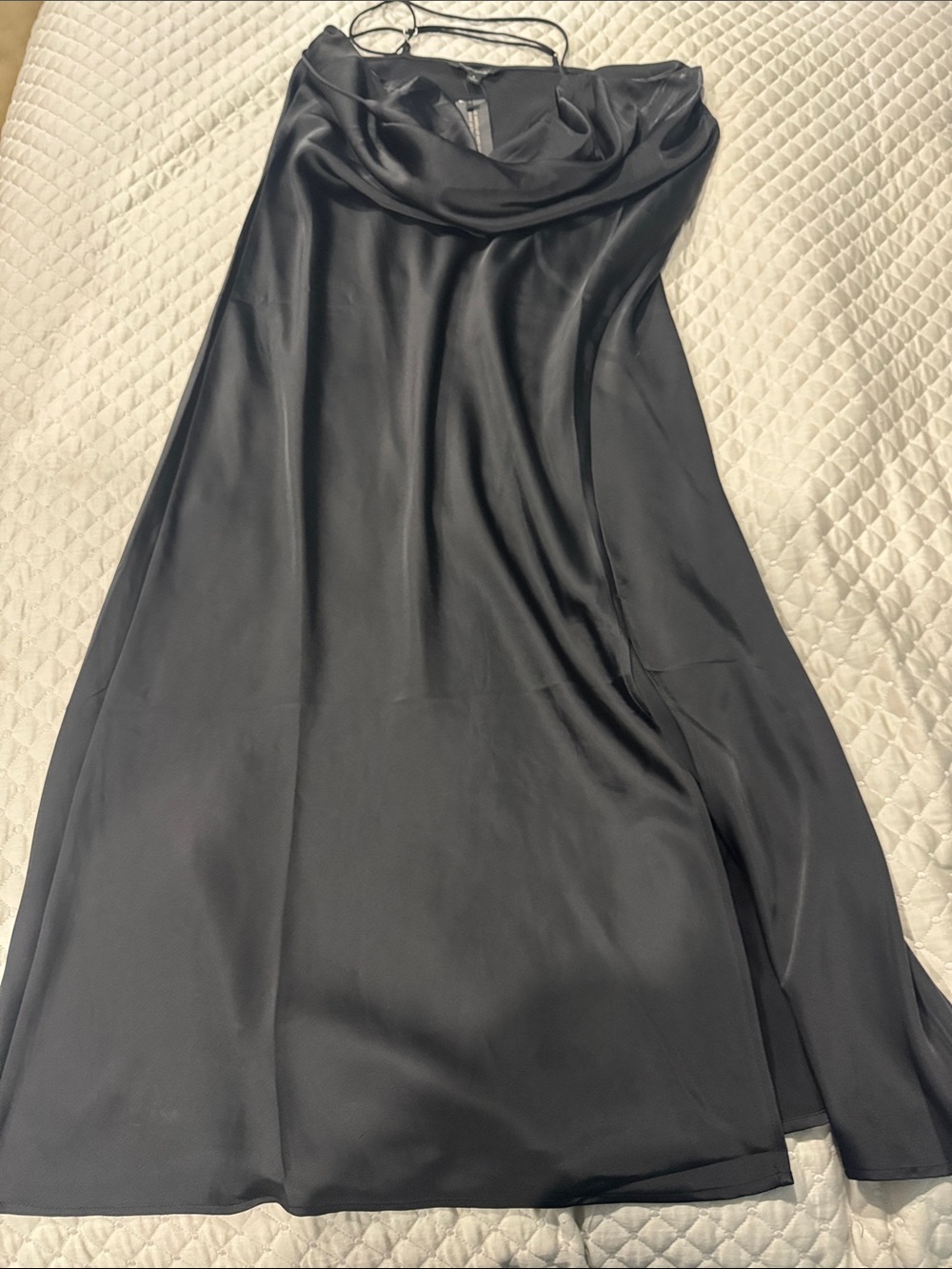 Banana Republic Black Satin Dress with Cowl Neck